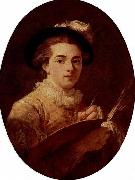 Jean-Honore Fragonard Selbstportrat, Oval oil on canvas